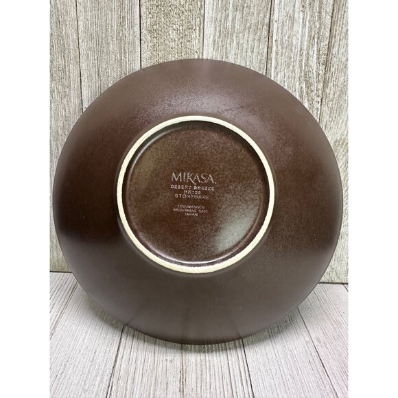 Vtg Mikasa Desert Breeze Brown Crackle Stoneware Soup Bowls MK132 8 5/8” Set 6 - Picture 6 of 9